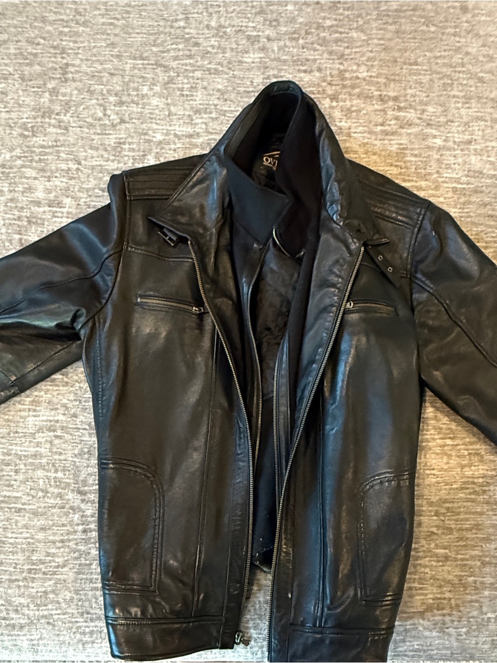 Overland Black Leather Biker Jacket - Men
